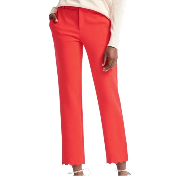 Banana Republic Pants - Banana Republic Avery Coral Scalloped Hem Pants